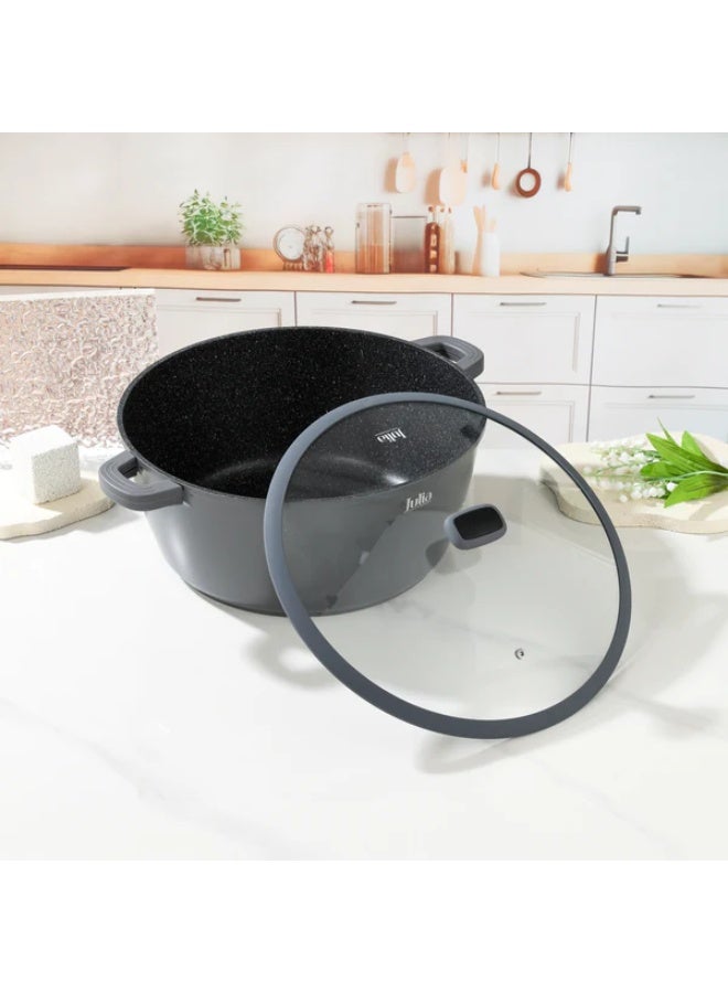 Julia Elite Edge Casserole 36cm with Lid - Grey - Black Granite Non-Stick - Induction Ready - Image 2